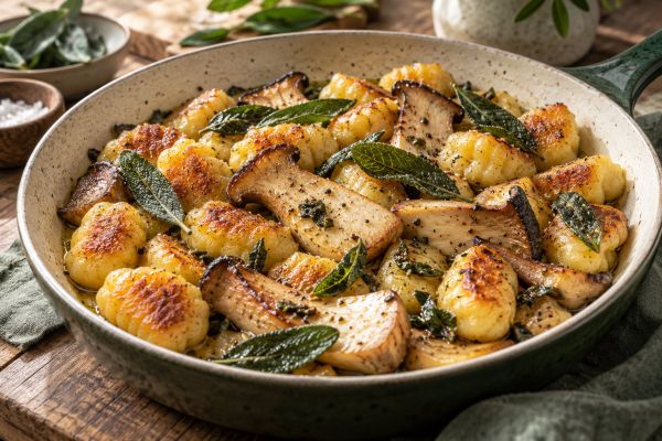 Gnocchi mit Kräuterseitlingen und Salbei-Butter – KI-generierter Serviervorschlag